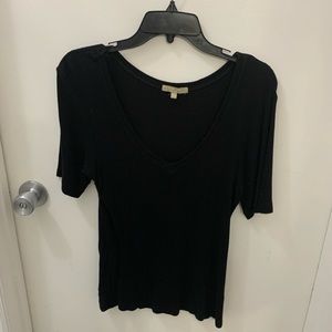 Joan Vass Black sweater tee very stretchy. Size L